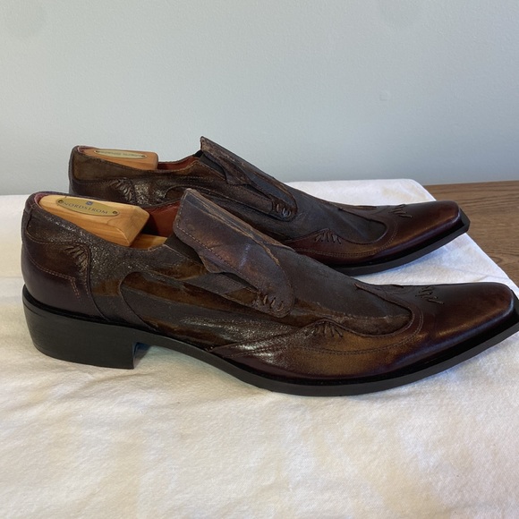 JO GHOST Brown Leather Slip On Men’s Dress ShoeMade in Italy EU 44 US 10.5 New! - Picture 3 of 10